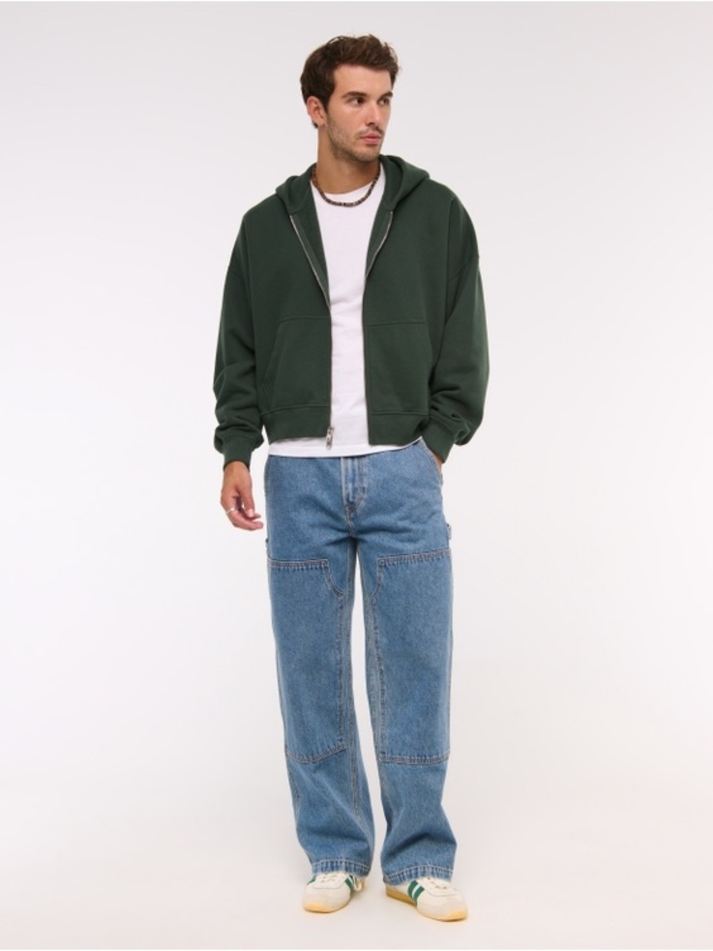 Abercrombie & Fitch Dark Green Zip-Up Hoodie Sweater